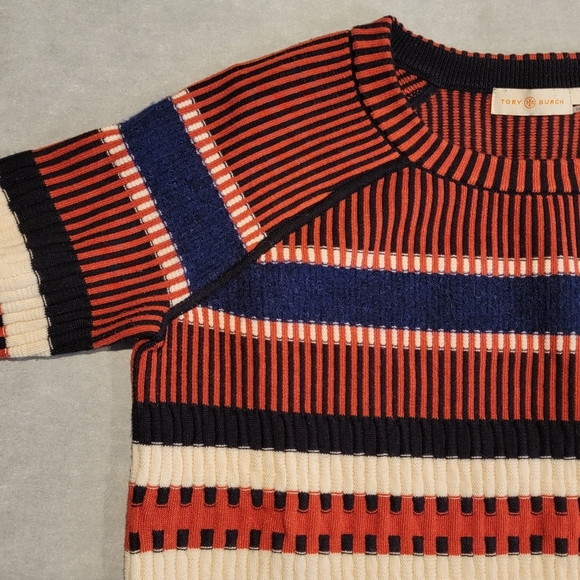 Tory Burch Striped Scoop Neck Wool Sweater Women's Small - Picture 7 of 13